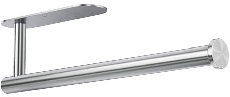 Auxmir Kitchen Roll Holder Under Cabinet, Self Adhesive Paper Towel Holder, Stainless Steel Wall-Mounted Towel Rack, Napkins Tissue Storage Hook for Pantry, Kitchen, Bathroom, Silver