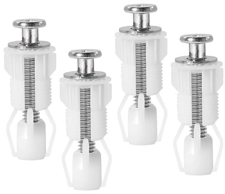 ZFYQ Tornillos para Asiento de Inodoro, 4 Piezas Fijaciones para Asiento de Retrete, Tornillos de Expansion WC, Tornillo de goma para Montar y Fijar tapas de inodoro, Blanco