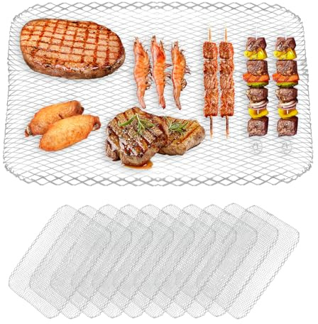 Zalaxt 10 Pack BBQ Grill Mesh Mat,Mesh Baking Tray,Grill Mesh,Disposable Barbecue Padding for Outdoor Barbecues