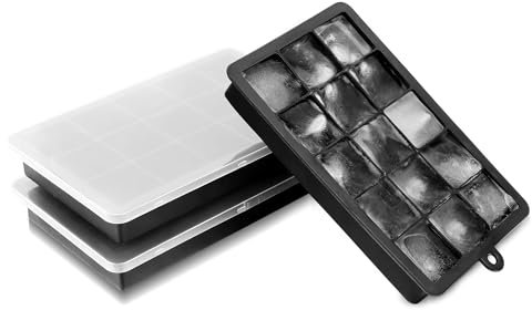 YHT 3 Pack Silicone Ice Cube Trays 15 Square with Lid,Large Reusable Easy Release Ice Cube Maker for Freezer Containers,Ice Moulds for Whiskey,Cocktails,Drinks