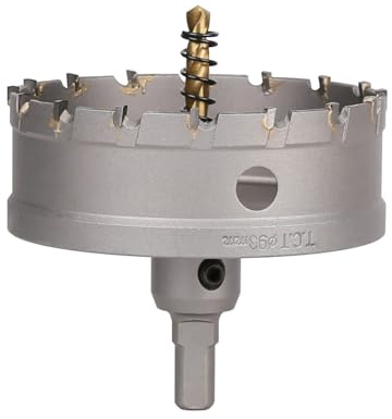 Vearter Scie cloche, de 93 mm en carbure de tungstène, foret cloche TCT avec foret de centrage, foret en carbure pour métal, acier inoxydable, acier doux, aluminium, cuivre, fer, plastique, fibre de