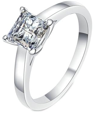 BCughia Diamantring Weißgold 750, 18 Karat Solitär Ring mit Labor Diamant 1ct Damenring Hochzeit Größe 57 (18.1)
