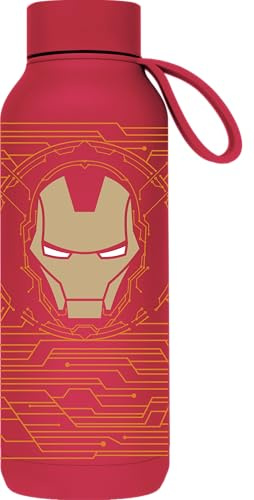 Quokka SOLID X MARVEL | BOTELLA TÉRMICA DE ACERO INOXIDABLE DOBLE PARED CON COLGADOR | IRON MAN
