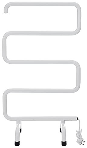 Scaldasalviette a Parete, scaldasalviette, scaldasalviette Elettrico Portatile Indipendente con 5 Barre, radiatore scaldasalviette in Acciaio Inox con termostato da 65 W, 80X45x32 cm, Nero