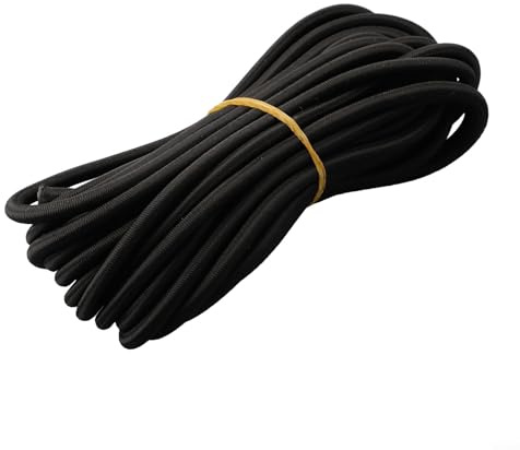 CWOQOCW Marine Grade 6mm Elastic Shock Cord Bungee Rope, 10m Black Strong Tie Down for Kayaks Surfboards Boats Trailers Outdoor Sports