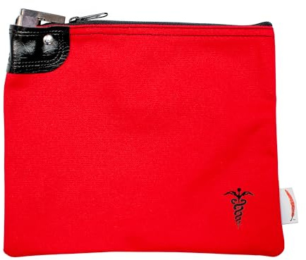 Cardinal bag supplies Medication Organizer Key Lock Bag, Travel Pill Organizer Medication Lock Bag with 2 Keys, Heavy Duty Lock System Medicine Lock, Pill Pouch, 8 x 10 Inch (Red)