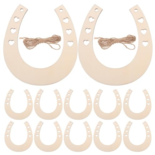 MAGICLULU Wooden Horseshoe Pendant 3.54X3.15 Inch Lightweight Cutout Wood Slice with Hole for Diy Crafts Kids Painting Wedding Party Decoration