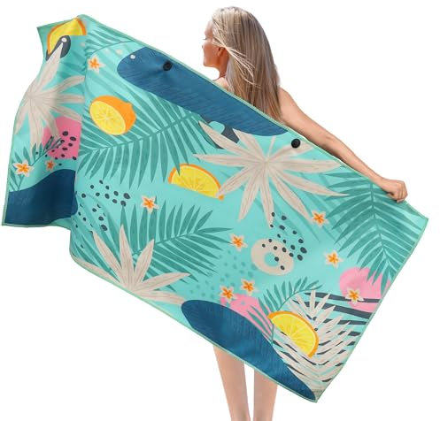 Pameil Toalla Playa Grande, 90x180cm Toalla Microfibra Prevención de Arena, Toallas de Playa Ligera y de Secado Rápido, Aplicable a Playa,Gimnasio,Viajes,Sauna