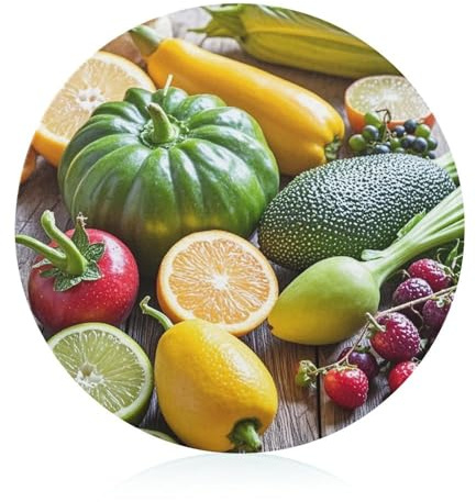 Planche à découper ronde en verre trempé pour cuisine, fruits et légumes frais, planche à découper ronde, fond antidérapant