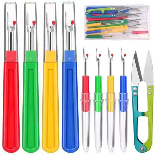 Benlay 8-Teiliges Nahttrenner, Seam Ripper, Auftrenner Für Nähte Mit Schere und Aufbewahrungsbox, 4 Große und 4 Kleine Nahtauftrenner Profi-nähwerkzeuge Zum Nähen, Basteln
