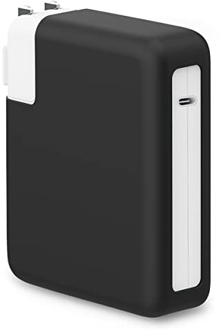 Seanai 140W Soft Silicone Power Sleeve Case Compatible with MacBook Pro 16 inch M4 M3 M2 M1 2024 2023 2022 2021 A3186 A3403 A2991 A2780 A2485 (140W) Charger Adapter Accessories, Black
