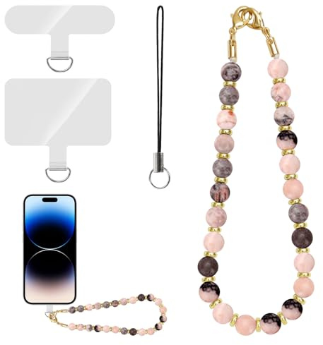 Haxisii Phone Wrist Strap Stone Beaded,4PCS Anti-Lost Phone Lanyard Strap Wrist,Phones Bracelet Straps Keychain for Wallet Handbag Camera Cell Decoration