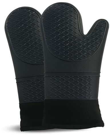 Silicone Oven Gloves, 1 Pair | Heat Resistant 300°C, Non-Slip, Cotton-Lined