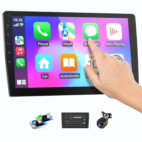 Haudio 9 Wireless Double Din Car Stereo with Bluetooth, Wireless CarPlay Radio and Android Auto, Backup Camera, GPS Navigation, Free APK Download and Deletion, FM, Voice Control, Mirror Link