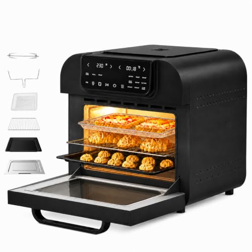 16L Air Fry Oven with Rotisserie Large Capacity Up to 230°C 9 Smart Cooking Functions Air Fry Roast Grill Bake Dehydrate & More Easy Digital Controls Countertop Oven