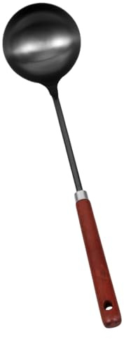 Hemobllo Cucharón de Sopa Metálico Resistente con Mango de Madera Utensilio Multifuncional para Cocina y Profesional para Restaurantes y Buffets Acero Inoxidable Duradero