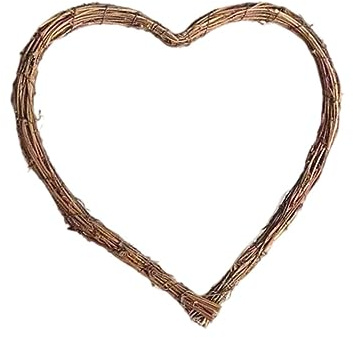 Pesoncarl Ghirlanda di Vimini a Forma di Cuore in Rattan Naturale, Decorazione da Parete con Ghirlanda di Vite Rustica a Forma di Amore, 30 cm, per Feste