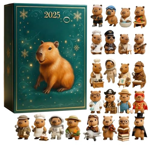 jamgeery Calendrier Avent Capybara Noël,Décor Animalier En Acrylique 2D 24 Jours,Calendrier De Compte À Rebours Décor Saisonnier Capybara | Pour Arbre De Noël Mur Fenêtre Adultes Cadeaux Fête