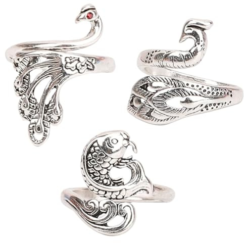 DIYEAH 3 Pezzi Regolabili all'Uncinetto Anello di Protezione per Le Dita Anello per Maglieria Accessorio Vintage per Donne Ornamento Decorativo per Dita di Animali Strumenti Intrecciati per lavori
