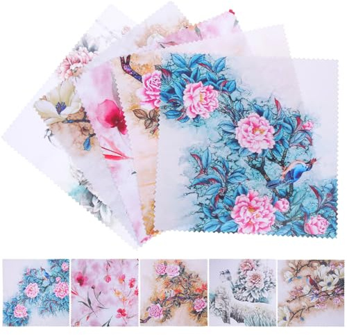 Générique Lot de 10 Chiffons à Lunettes en Microfibre Imprimée Classique, Multifonction pour Nettoyage Écrans Et Bijoux, Taille 14,5x14,5 Cm, Usage Quotidien Portable, Couleurs Assorties (5 Coloris