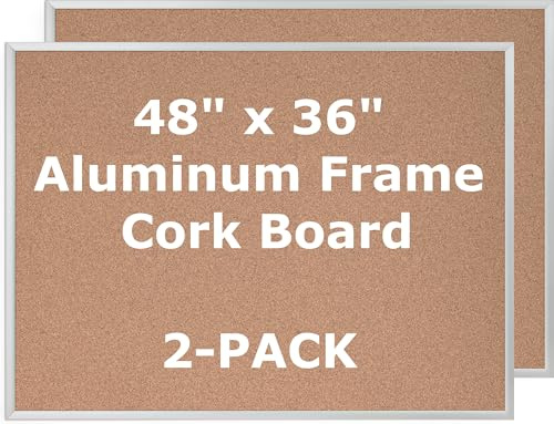 U Brands Cork Notice Board, 48 X 36 Inches, Pack of 2, Silver Aluminium Frame
