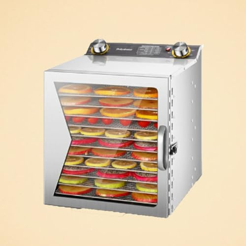 PweKzxt Deshidratador De Alimentos con Temporizador, Secador EléCtrico Deshidratador, Bandejas De Acero Inoxidable, Deshidratador De Frutas con VisualizacióN, Temperatura De 30 A 90 °C C