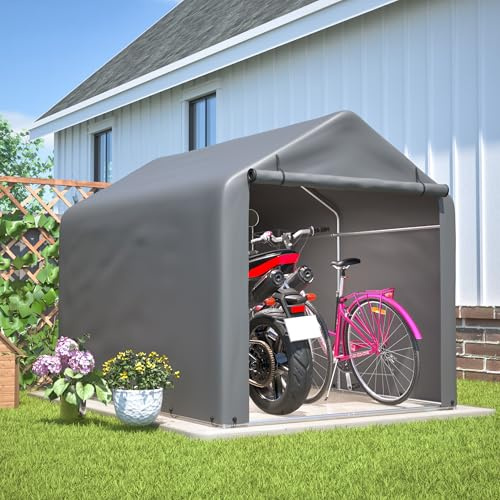 Ball & Cast Fahrradgarage wetterfest Geräteschuppen für 2-4 Fahrräder Carport Zelt mit UV-Schutz Fahrradschuppen für Regenschutz Motorrad Garage Gartenhaus Grau 160×220×165 cm