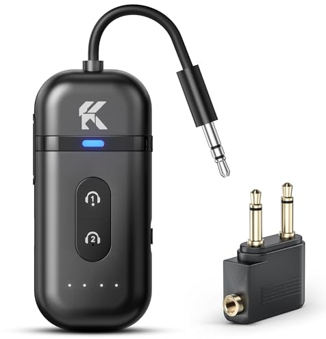 2-IN-1 Bluetooth 5.4 Adapter Transmitter, Blue-Tooth Splitter für 2 Kopfhörer wie Airpods,Bluetoo th Adapter, with 3.5mm Aux Audio Jack for Travel, Aviation, Television, Flugzeug,TV, Audio, Car
