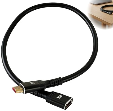 JinRuiCPeng 8K HDMI Verlängerung 0.5M, HDMI Stecker auf HDMI Buchse, Verlängerungskabel,Ultra High Speed, für TV, Monitor, Konsole und Streaming-Geräte