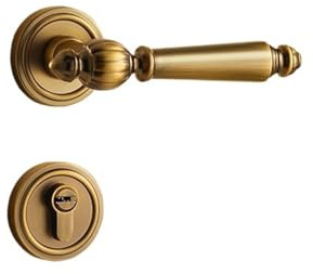 Serrure de porte française serrure intérieure en bois chambre ancienne jaune rétro américaine poignée silencieuse magnétique(Silent door lock)