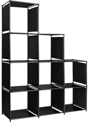 sephironlbb Scaffale a gradini in acciaio e tessuto, 130 x 45 x 170 cm, con 9 scomparti aperti, salvaspazio come libreria, divisorio e portaoggetti per ufficio, soggiorno, camera da letto, studio