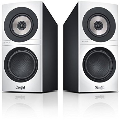 Teufel Definion 3S 100W Haut-parleurs Satellites stéréos - Enceinte Bibliothèque Stéréo Haut de Gamme, Système 3 Voies, Bass Reflex, Bônes en Fibre de Carbone et Aluminium - Blanc