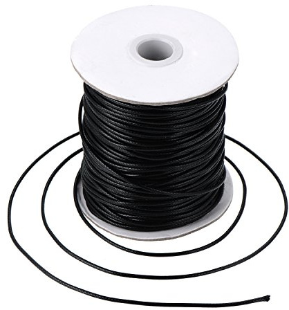 Nachahmung Leder Thread Geflochten Gewachst String, Schwarz (80 Meter, 2 mm Durchmesser)
