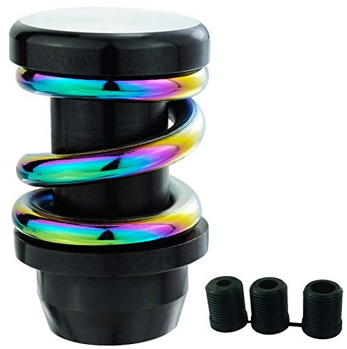 Lunsom Spring Shifter Knob, Aluminium Alloy Gear Stick Head Manual Auto Shifting Knob with 3 Adapters Metal Stick Grip Lever Shift Handle (Colorful Spring&Black)