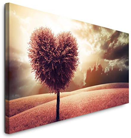 Paul Sinus Art GmbH Herzförmiger Baum 120x 50cm Panorama Leinwand Bild XXL Format Wandbilder Wohnzimmer Wohnung Deko Kunstdrucke
