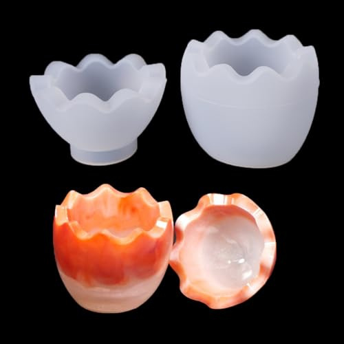 FineInno Box Resin Moulds,Jewelry Box Casting Mold Egg Shape Epoxy Mold Silicon Mould DIY Makeup Case Storage Earrings, Necklaces, Candles