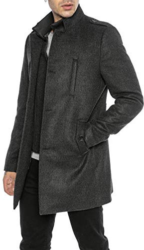 RED BRIDGE Cappotto da Uomo elegante Giacca lunga invernale Slim Fit Transformable Grigio XL