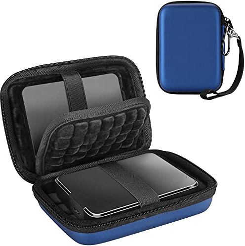 ProCase 2,5 tum externt hårddiskfodral, skyddsfodral för WD, Toshiba, Canvio, Seagate, Samsung SSD HDD, bärbar stötskyddad ficka för 2 x 2,5 skivor, med ficka för tillbehör