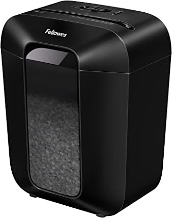 Fellowes Paper Shredder for Home Office Use, 8 Sheet Mini Cut, Deskside Shredders with 17 Litre Bin and Safety Lock, Powershred LX41 Advanced Security P4 – Black