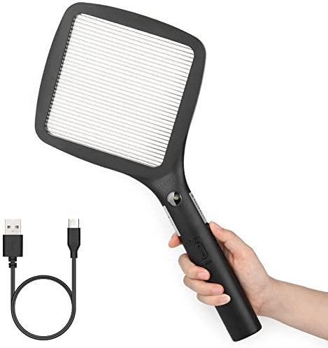 Racchetta Zanzare Elettrica, Mosche Insetti Paletta Antizanzare Insetti Elettrica Fly Killer Zapper Swatter 3000V USB Ricaricabile, Efficace Contro insetti per Casa Giardino Campeggio Esterni
