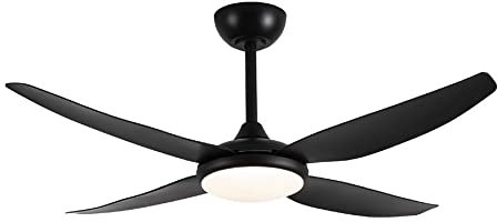 Ventilador de techo silencioso y grande con luz led y mando a distancia, Denim negro, Motor DC, 4 aspas, 5 velocidades.
