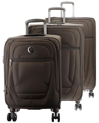 DELSEY PARIS - HELIUM DLX - Set of 3 Ultra Light Expandable Luggage Soft Suitcases - Cabin Luggage 55cm Medium Suitcase 71cm - Mocha - Large Size Suitcase 83cm - Moka