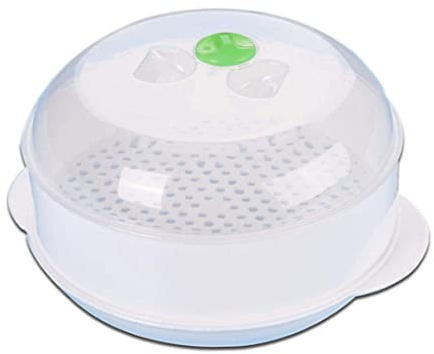 VONGLYHOO Microwave Steamer, White Plastic, Cylindrical, Rice & Vegetable Steamer, Oven & Dishwasher Safe