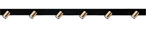 Licht-Erlebnisse Große Deckenlampe Metall 180 cm lang 6-flammig GU10 Schwarz Gold Deckenstrahler Wohnzimmer