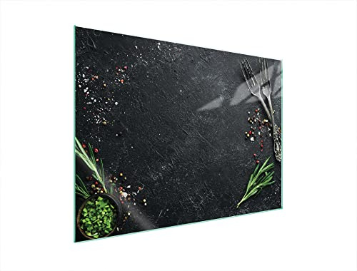 DarHaus Herdabdeckplatte 70x52 cm Einteilig Glas für Elektroherd und Induktion Herdschutz Spritzschutz Glasplatte Deko Schneidebrett Schiefer Küche Design