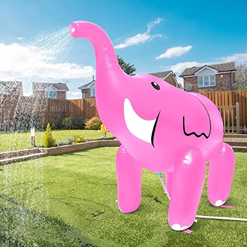 Sprinklers per i bambini, spruzzo gonfiabile di acqua per bambini adulti prato all'aperto che innaffia e spruzza Elephant Summer Toys, regali gonfiabili dei giocattoli dell'acqua del cortile (Pink)