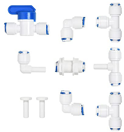 6,35 mm Schlauch-Schottanschluss, Schlauchverbinder Rohrverbinder Wasseranschluss, zum Anschluss für Wasser-Umkehrosmose-System, Wasserschlauch-Armatur (weiß)