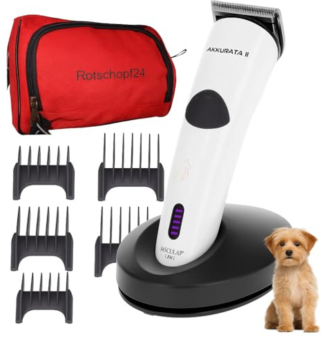 Aesculap Akkurata 2 Hunde Schermaschine, GT407, Li-Ionen Akku, Tasche | Leicht, leise, Akku- & Netzbetrieb, 3 Geschwindigkeiten, Edelstahl-Schneidsatz für präzise Hundeschur. Made in Germany.