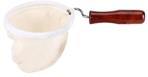 Filtre à Café Tissu De Flanelle Manche En Bois Fait à la Main Passoire Réutilisable Pour Filtre à Thé En Tissu Chaussette Verser Sur Filtre Goutteur De Café(Large)