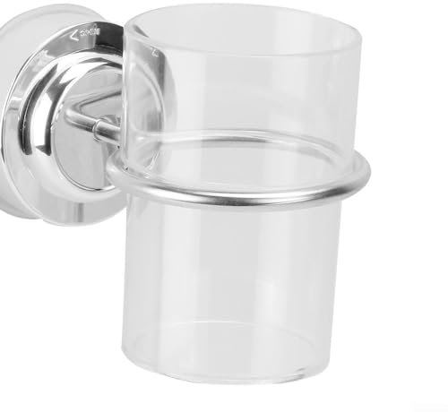 Porta bicchiere per spazzolino da denti a ventosa, montaggio a parete, senza foratura, supporto per bicchiere per spazzolino da denti, porta bicchiere da bagno, 8 x 15 x 14 cm